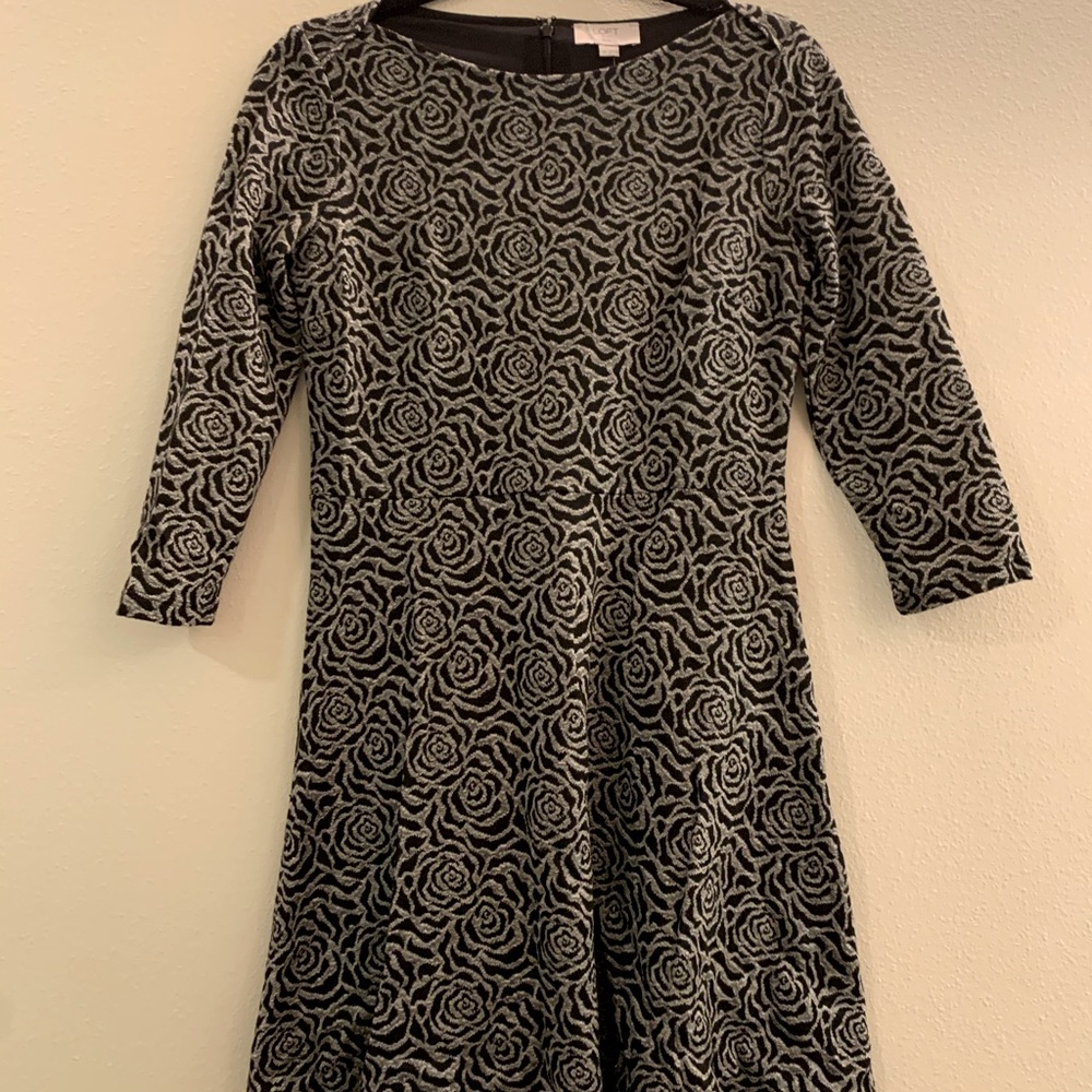 Fit-And-Flare Dress with Rose Pattern